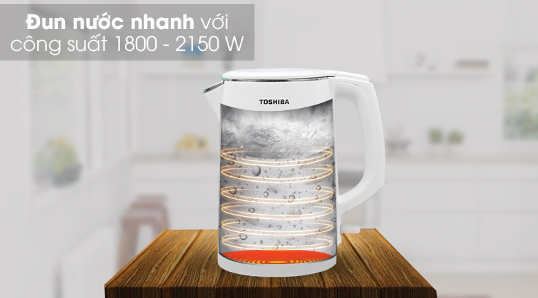 Bình đun siêu tốc Toshiba 1.5 lít KT-15DS1PV - Đun nước sôi chỉ trong 5 - 7 phút