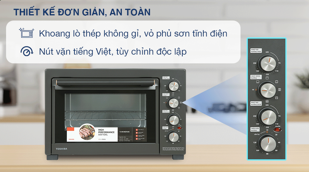 Lò nướng Toshiba TL-MC40EZF(GR) 40 lít - Thiết kế