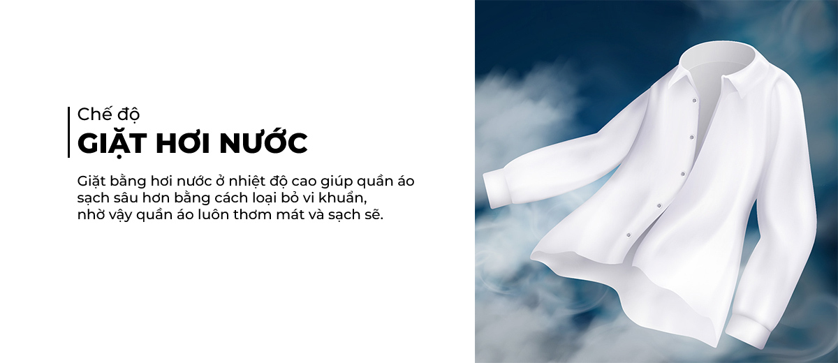 Chế độ giặt hơi nước diệt khuẩn áo quần