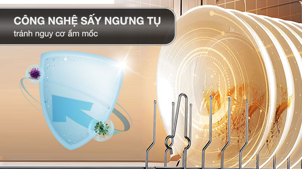 Sấy ngưng tụ Máy rửa chén độc lập Candy CDPN 1L390PW