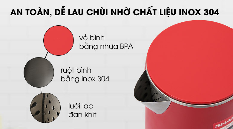 Bình đun siêu tốc Sharp 1 lít EKJ-10DVPS-RD