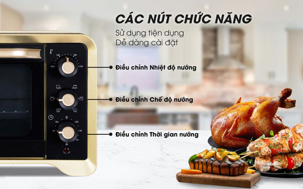 Lò nướng Sanaky VH809N2D điều khiển núm xoay