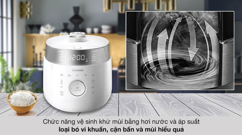 Nồi cơm điện Cuckoo 1.8 lít CRP-LHTR1009F/WHSIVNCV Trắng - Khử mùi, vi khuẩn bằng hơi nước