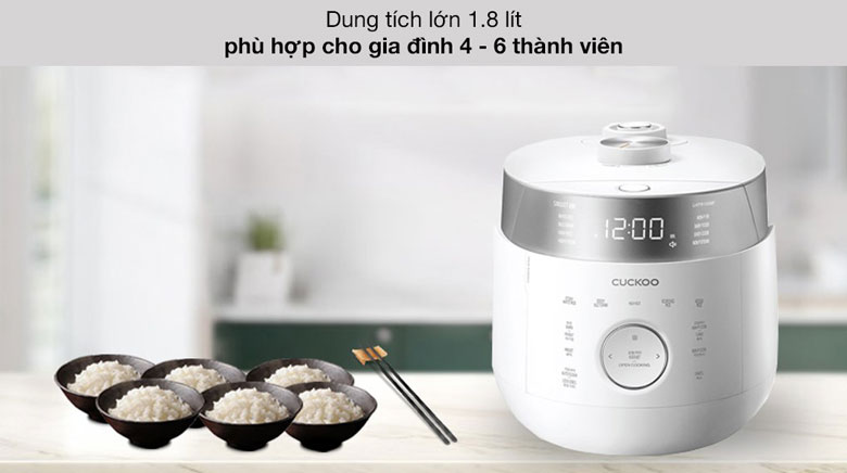 Nồi cơm điện Cuckoo 1.8 lít CRP-LHTR1009F/WHSIVNCV Trắng - Dung tích 1.8 lít