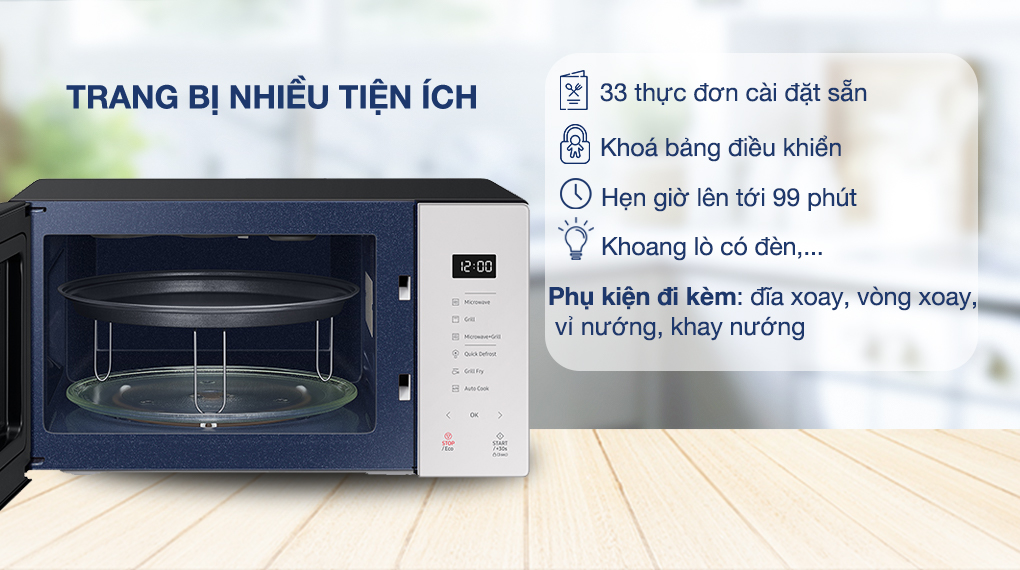 Lò vi sóng có nướng Samsung MG23T5018CE/SV 23 lít - Tiện ích - Phụ kiện