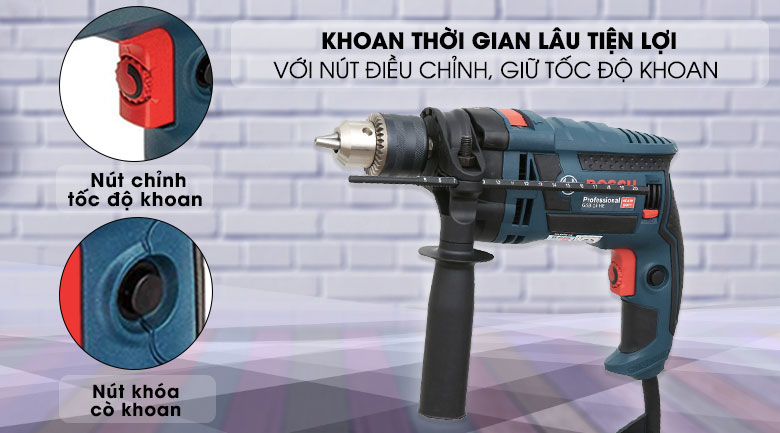 Điều chỉnh hoặc giữ tốc độ khoan dễ dàng - Máy khoan động lực Bosch GSB 16 RE