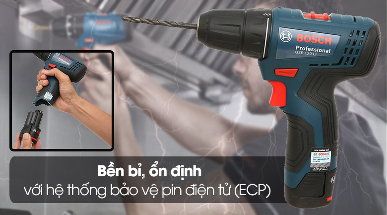 Máy khoan vặn vít pin Bosch GSR 120-LI - Hệ thống bảo vệ pin ổn định