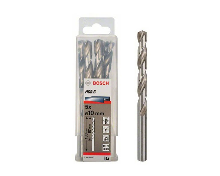 Bộ mũi khoan sắt Bosch HSS-G 10.0MM (HỘP 5 MŨI) (2608595077)